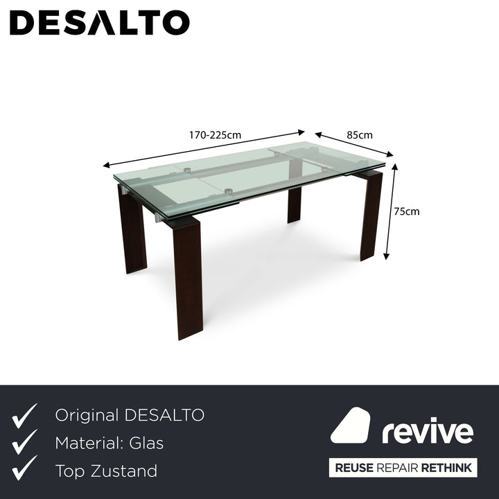 Desalto Stilt Glass Dining Table Brown Extendable 170-225 x 75 x 85cm