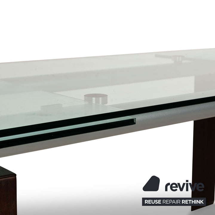 Desalto Stilt Glass Dining Table Brown Extendable 170-225 x 75 x 85cm