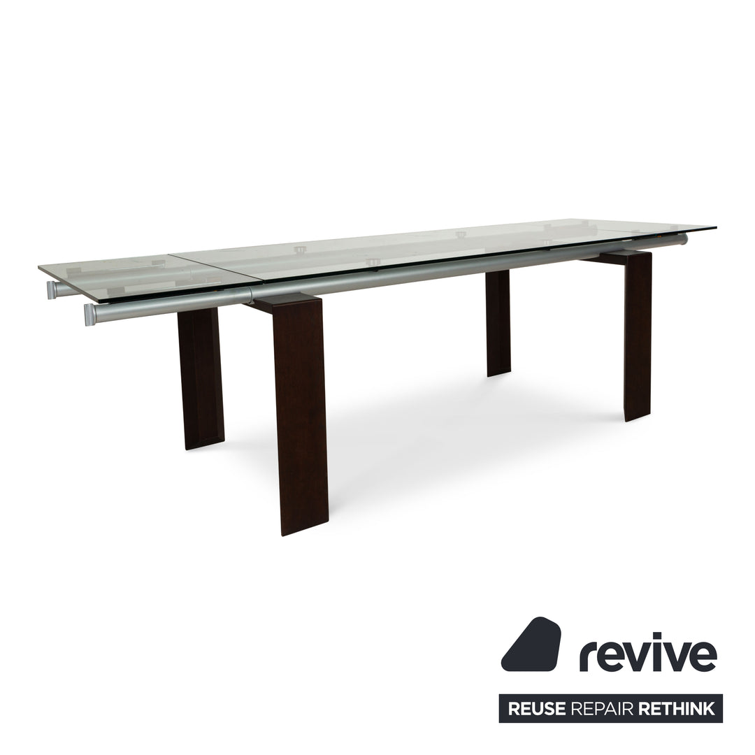 Desalto Stilt Glass Dining Table Brown Extendable 170-225 x 75 x 85cm