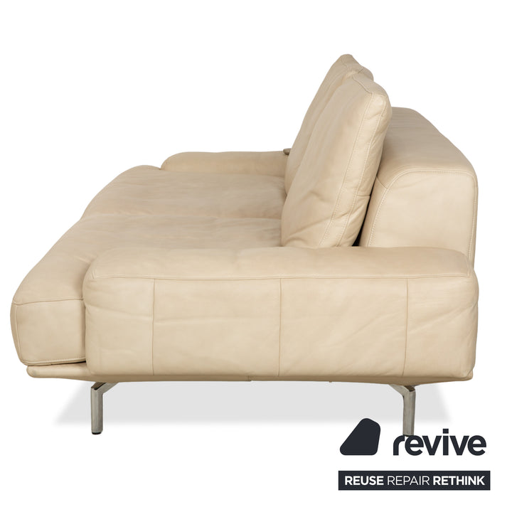 Ewald Schillig Amelia Leather Two-Seater Beige Cream Sofa Couch with Electric Function