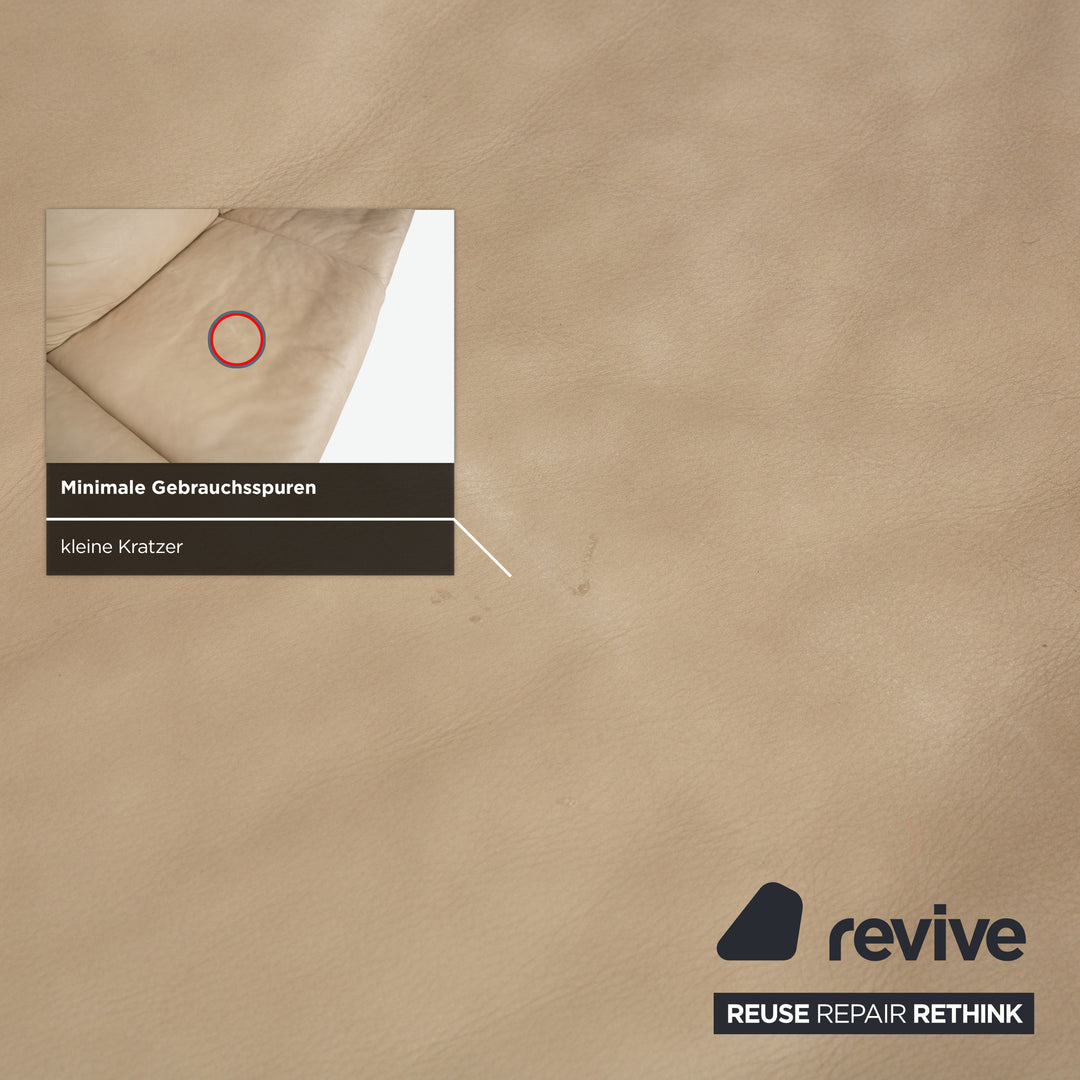 Ewald Schillig Amelia Leather Two-Seater Beige Cream Sofa Couch with Electric Function