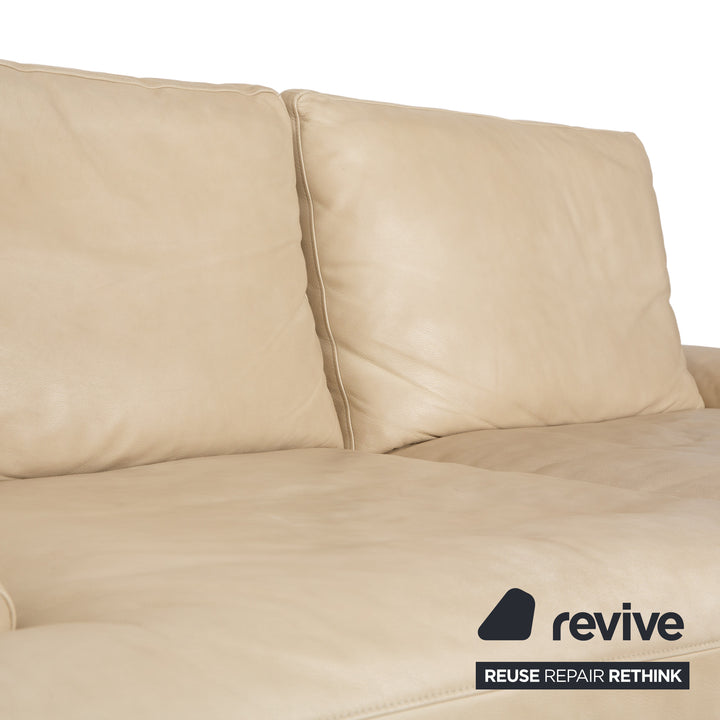 Ewald Schillig Amelia Leather Two-Seater Beige Cream Sofa Couch with Electric Function