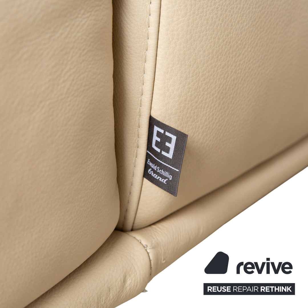 Ewald Schillig Amelia Leder Zweisitzer Beige Creme Sofa Couch elektr. Funktion