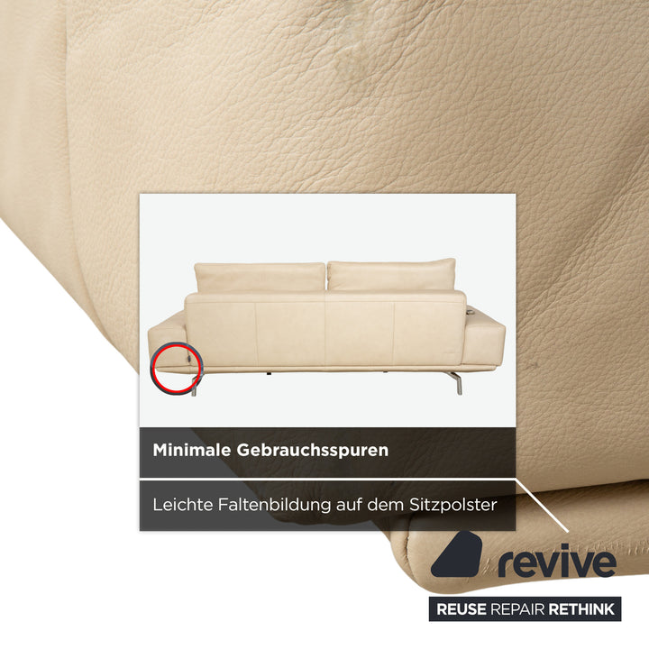 Ewald Schillig Amelia Leather Two-Seater Beige Cream Sofa Couch with Electric Function