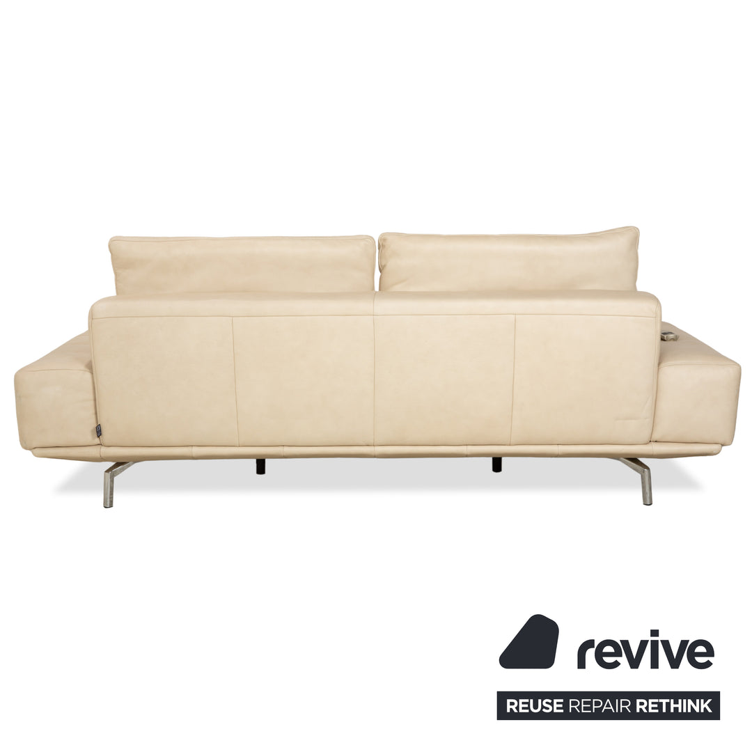 Ewald Schillig Amelia Leather Two-Seater Beige Cream Sofa Couch with Electric Function