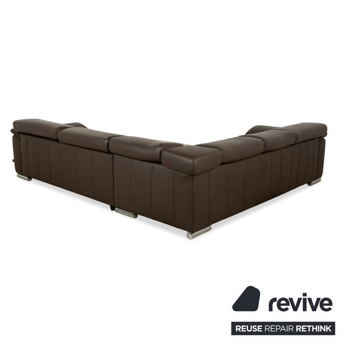 Ewald Schillig Brand Blues Leder Ecksofa Braun Sofa Couch manuelle Funktion