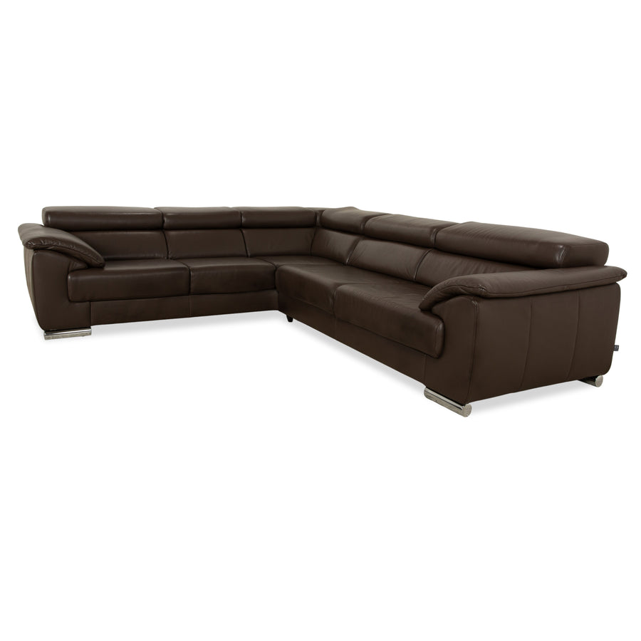 Ewald Schillig Brand Blues Leder Ecksofa Braun Sofa Couch manuelle Funktion