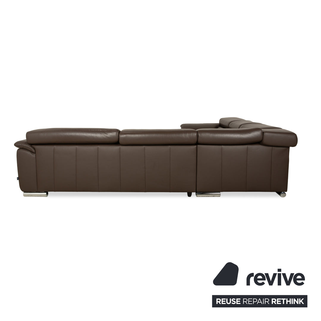 Ewald Schillig Brand Blues Leder Ecksofa Braun Sofa Couch manuelle Funktion