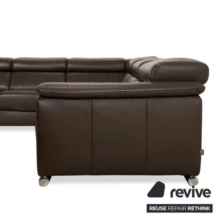Ewald Schillig Brand Blues Leder Ecksofa Braun Sofa Couch manuelle Funktion