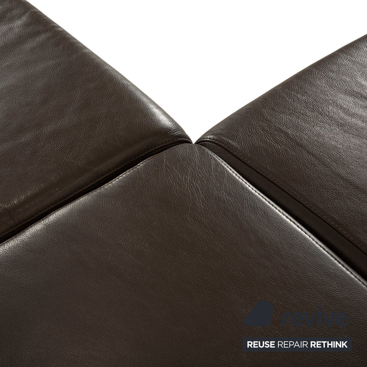 Ewald Schillig Brand Blues Leder Ecksofa Braun Sofa Couch manuelle Funktion