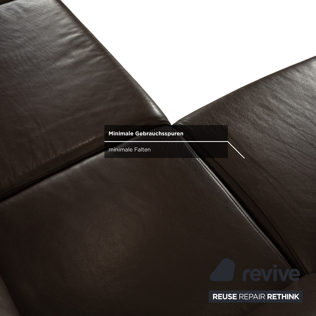 Ewald Schillig Brand Blues Leder Ecksofa Braun Sofa Couch manuelle Funktion