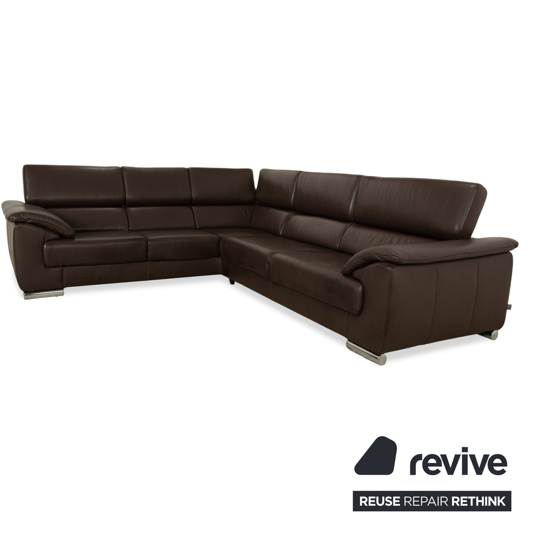 Ewald Schillig Brand Blues Leder Ecksofa Braun Sofa Couch manuelle Funktion