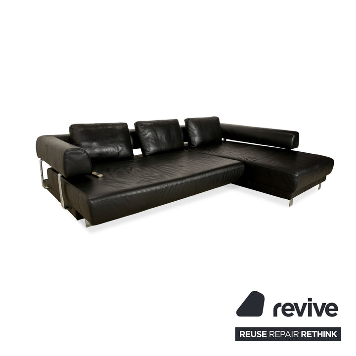 Ewald Schillig Brand Face Leder Ecksofa Schwarz elektrische Funktion Récamière rechts Sofa Couch