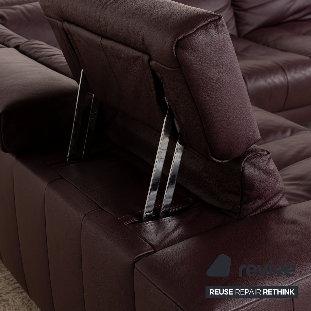 Ewald Schillig Broadway Canapé d'angle en cuir Violet Fonction manuelle Canapé