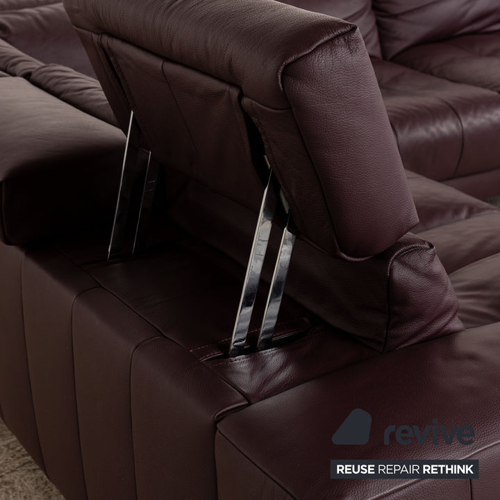 Ewald Schillig Broadway Canapé d'angle en cuir Violet Fonction manuelle Canapé