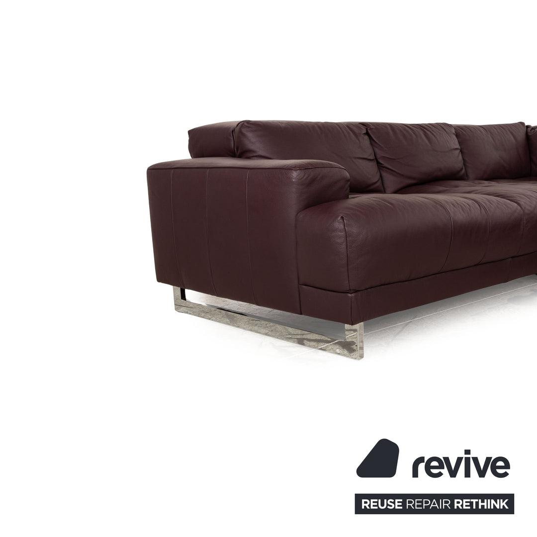 Ewald Schillig Broadway Canapé d'angle en cuir Violet Fonction manuelle Canapé