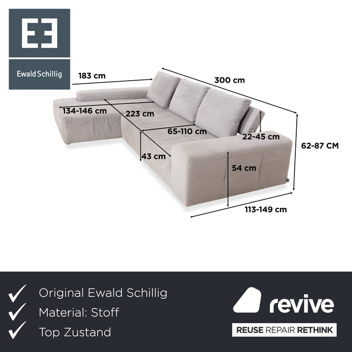 Ewald Schillig Stoff Ecksofa Grau Sofa Couch manuelle Funktion