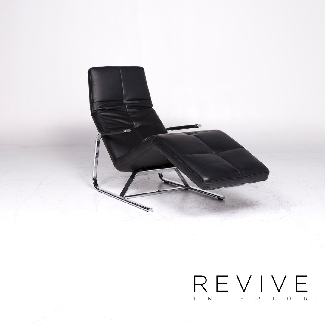 Ewald Schillig Vita Chaise longue design en cuir noir Fonction Relax #9175
