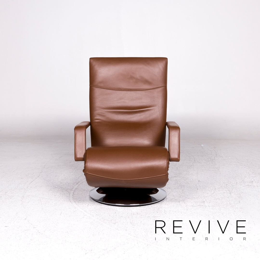 FSM Evolo Fauteuil en Cuir Marron Fonction Relax #9605