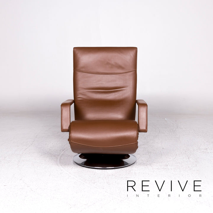 FSM Evolo Fauteuil en Cuir Marron Fonction Relax #9605