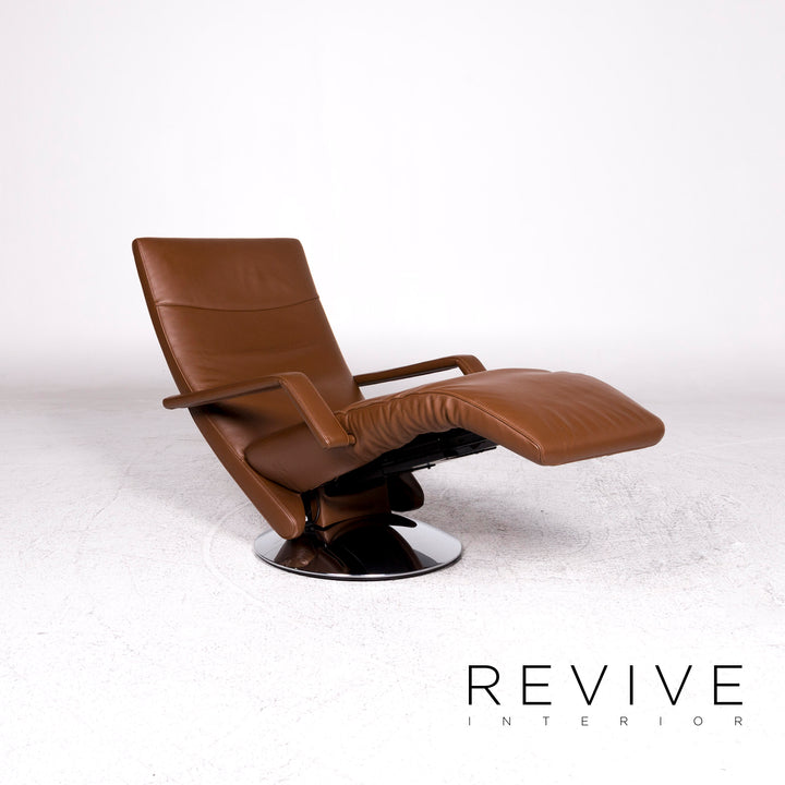FSM Evolo Fauteuil en Cuir Marron Fonction Relax #9605