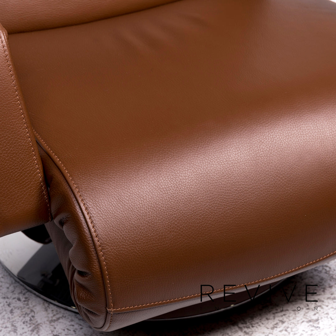 FSM Evolo Fauteuil en Cuir Marron Fonction Relax #9605