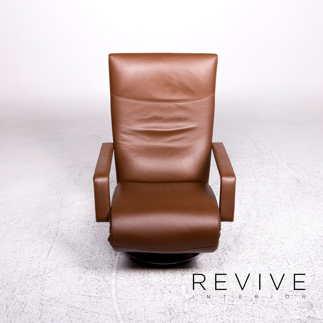 FSM Evolo Fauteuil en Cuir Marron Fonction Relax #9605