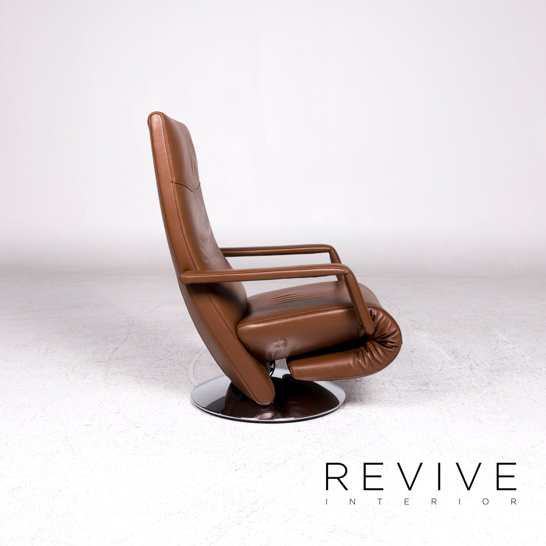 FSM Evolo Fauteuil en Cuir Marron Fonction Relax #9605