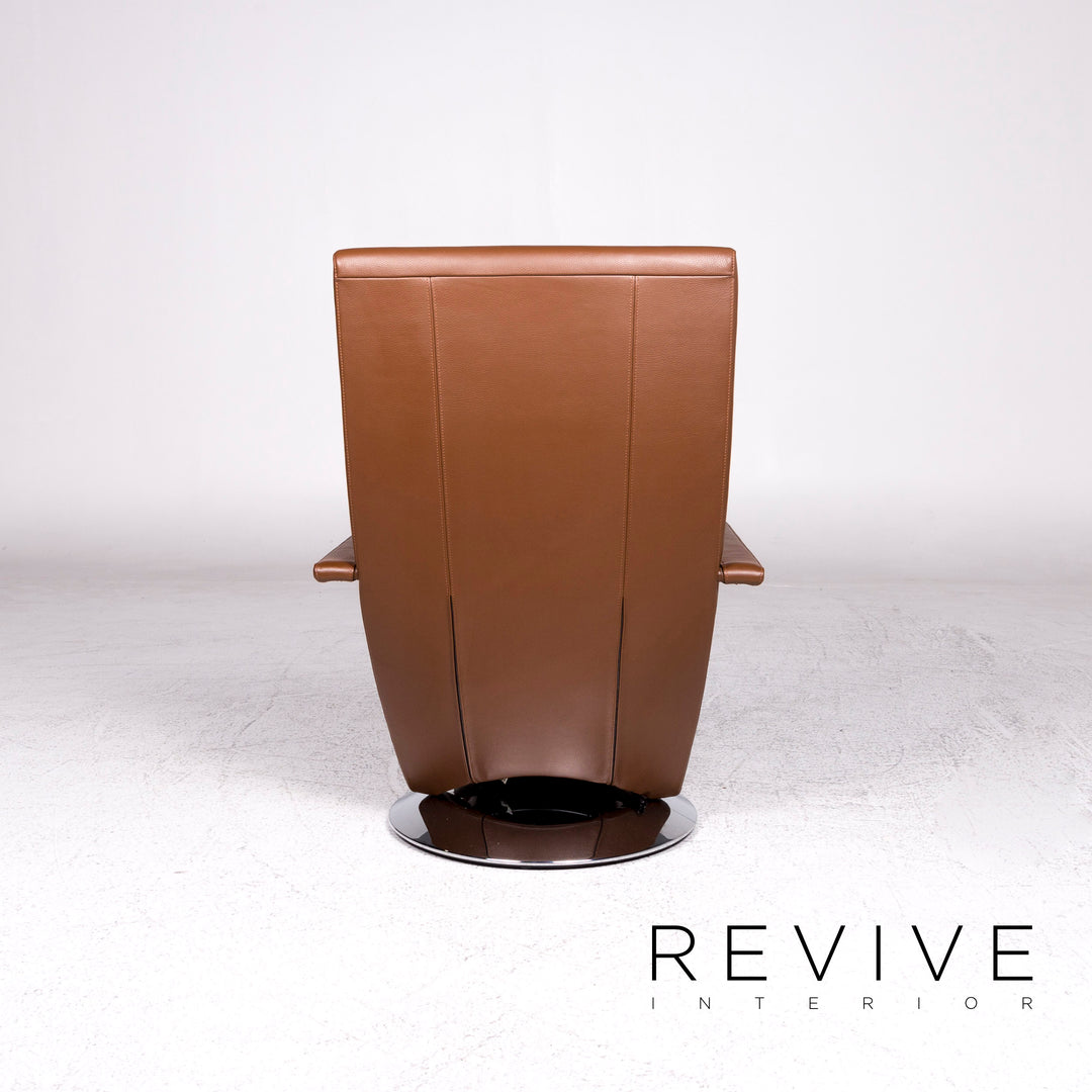 FSM Evolo Fauteuil en Cuir Marron Fonction Relax #9605