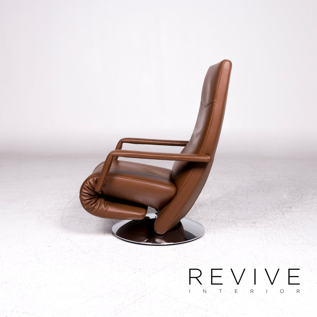 FSM Evolo Fauteuil en Cuir Marron Fonction Relax #9605