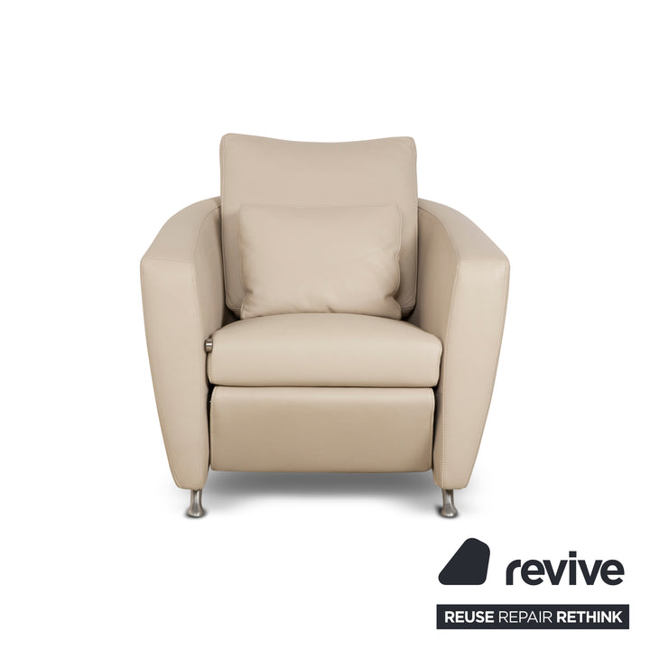 FSM Sesame Leather Armchair Cream Taupe Manual Function