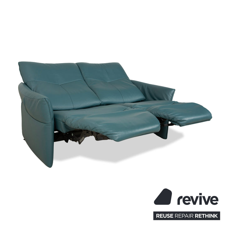 Himolla Cumuly Leder Zweisitzer Blau Grün Petrol elektrische Funktion Sofa Couch