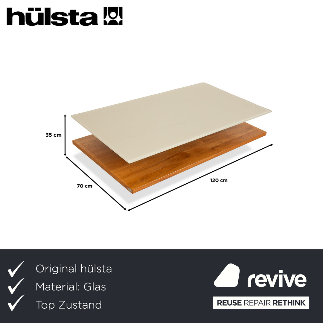 Hülsta Glas Couchtisch Beige Braun Holz 120 x 75 cm