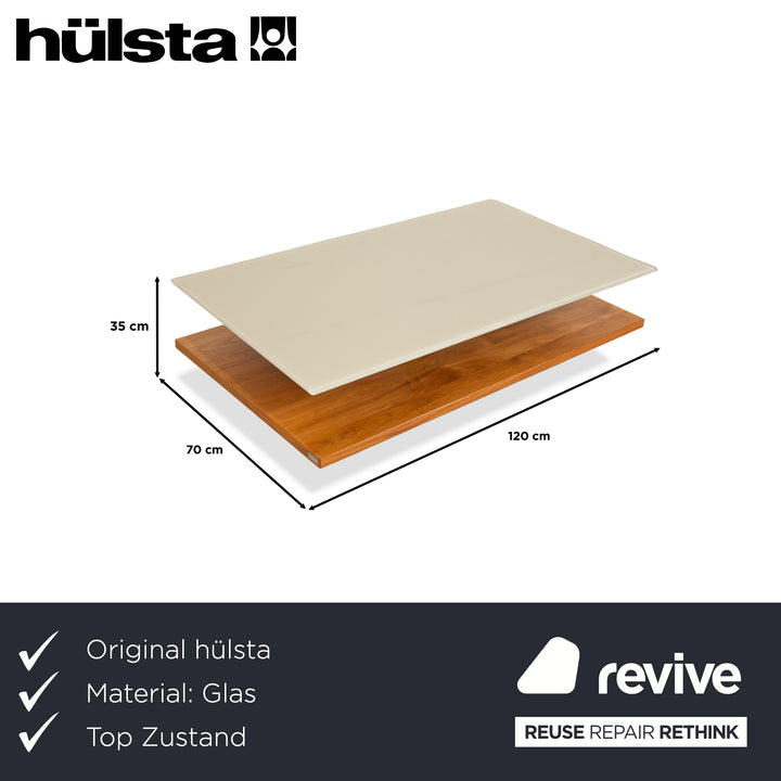 Hülsta Glas Couchtisch Beige Braun Holz 120 x 75 cm