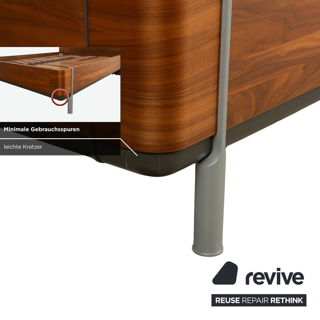 Hülsta Holz Bett Braun Leder Kopfteil 160x200 cm