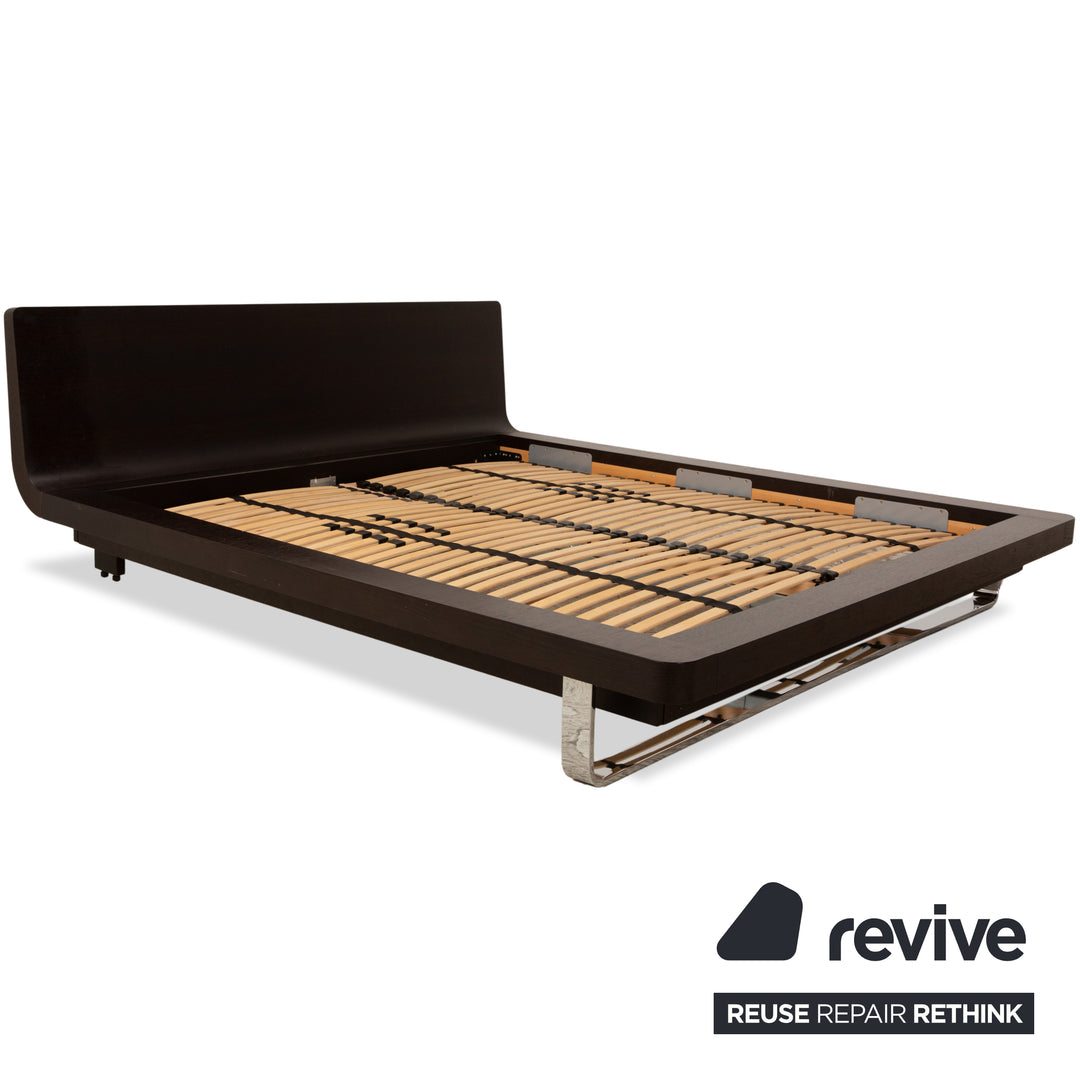 Lit Hülsta Tamis Wood Leather Noir Rouge 180 x 200