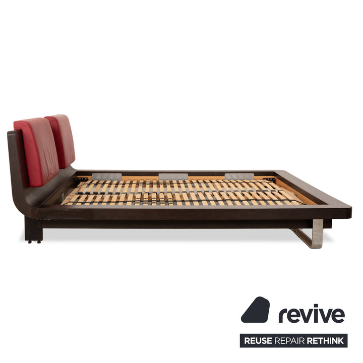 Lit Hülsta Tamis Wood Leather Noir Rouge 180 x 200