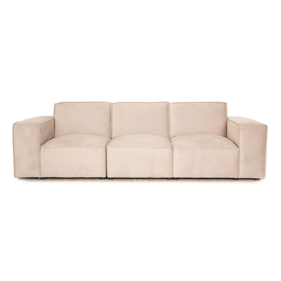 IconX STUDIOS Beluga Samt Stoff Viersitzer Beige Hellgrau Sofa Couch