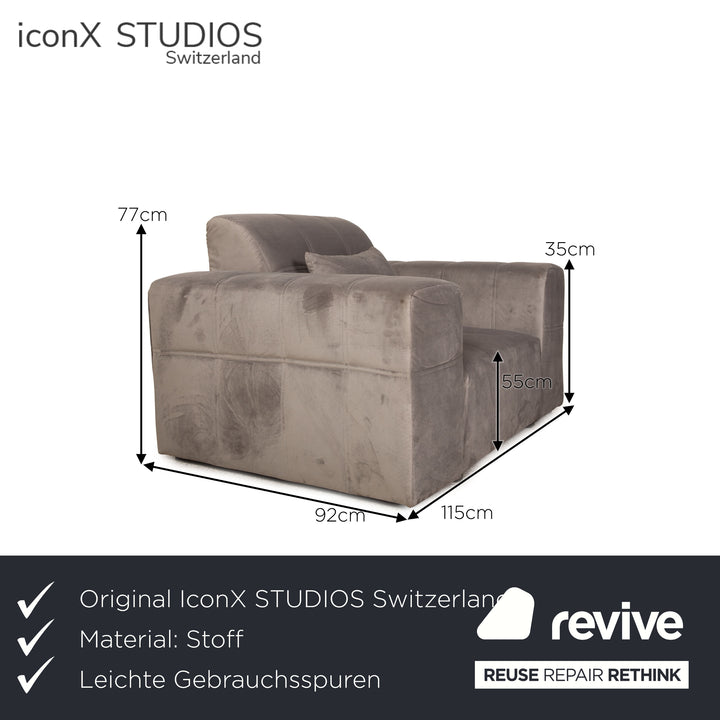IconX STUDIOS Bloom Samt Stoff Sessel Grau