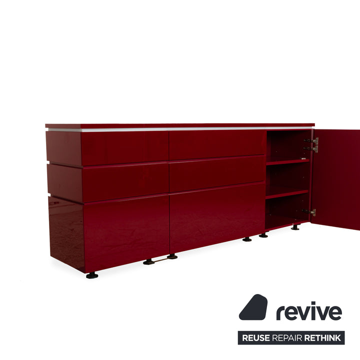 Interlübke Cube wooden sideboard red high gloss electric function