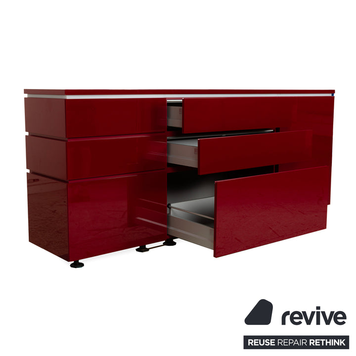 Interlübke Cube wooden sideboard red high gloss electric function