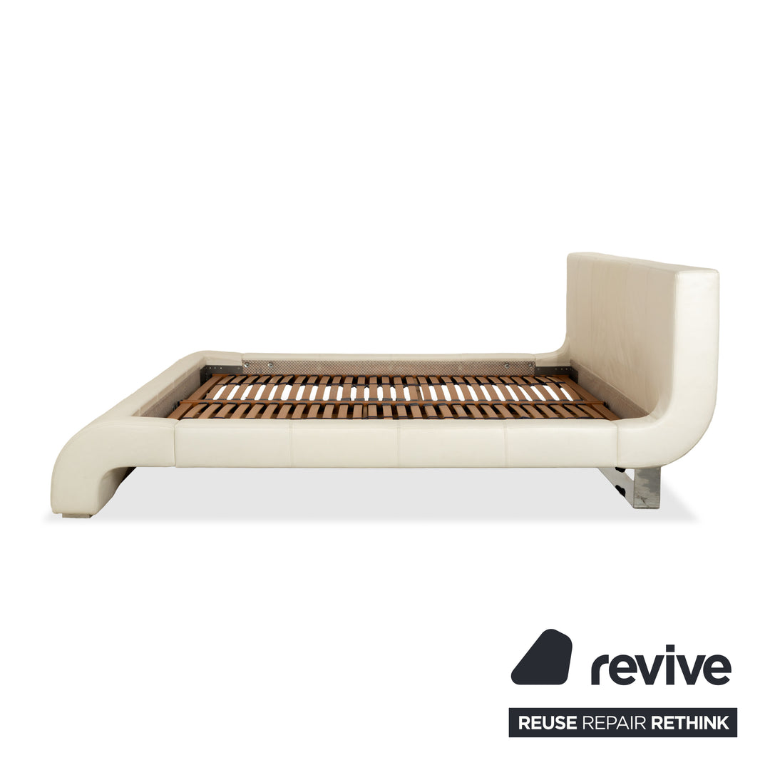 Lit double Joop! Swing en cuir blanc 180 x 200 cm