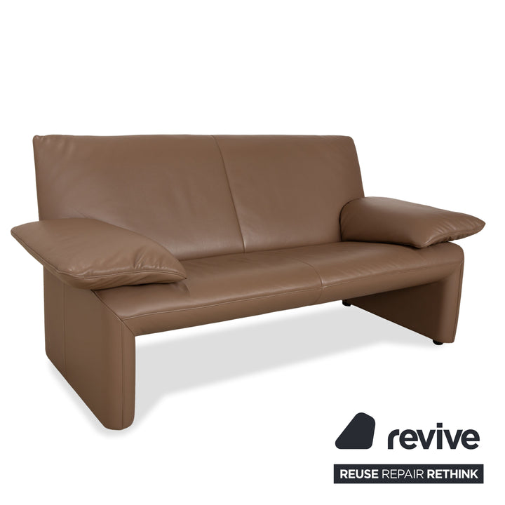 Canapé deux places en cuir Jori JR 8750, couleur taupe marron, à réglage manuel