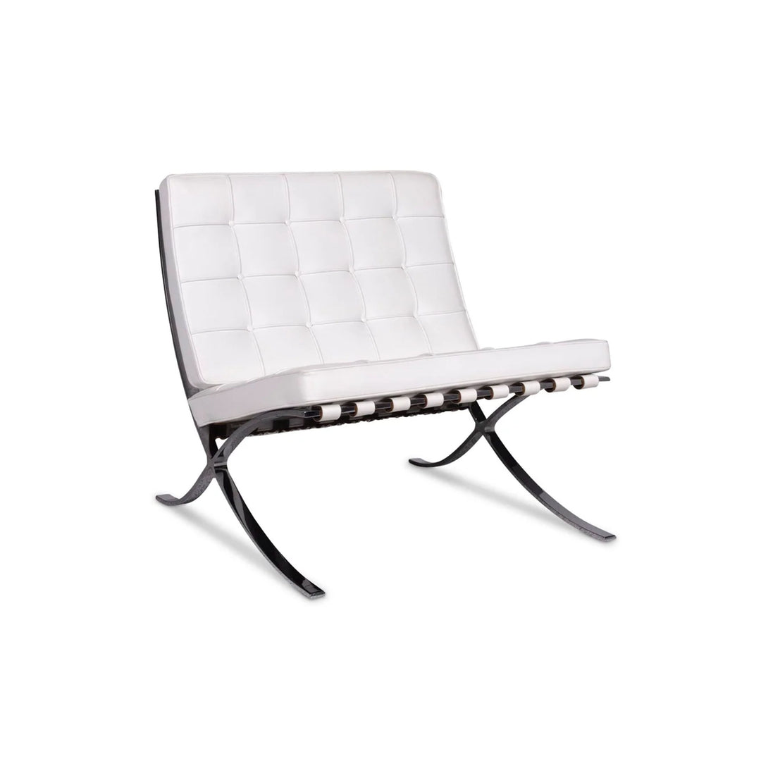 Knoll International Barcelona Chair Fauteuil en Cuir Blanc Bauhaus par Ludwig Mies van der Rohe