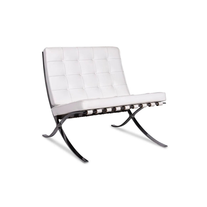 Knoll International Barcelona Chair Fauteuil en Cuir Blanc Bauhaus par Ludwig Mies van der Rohe