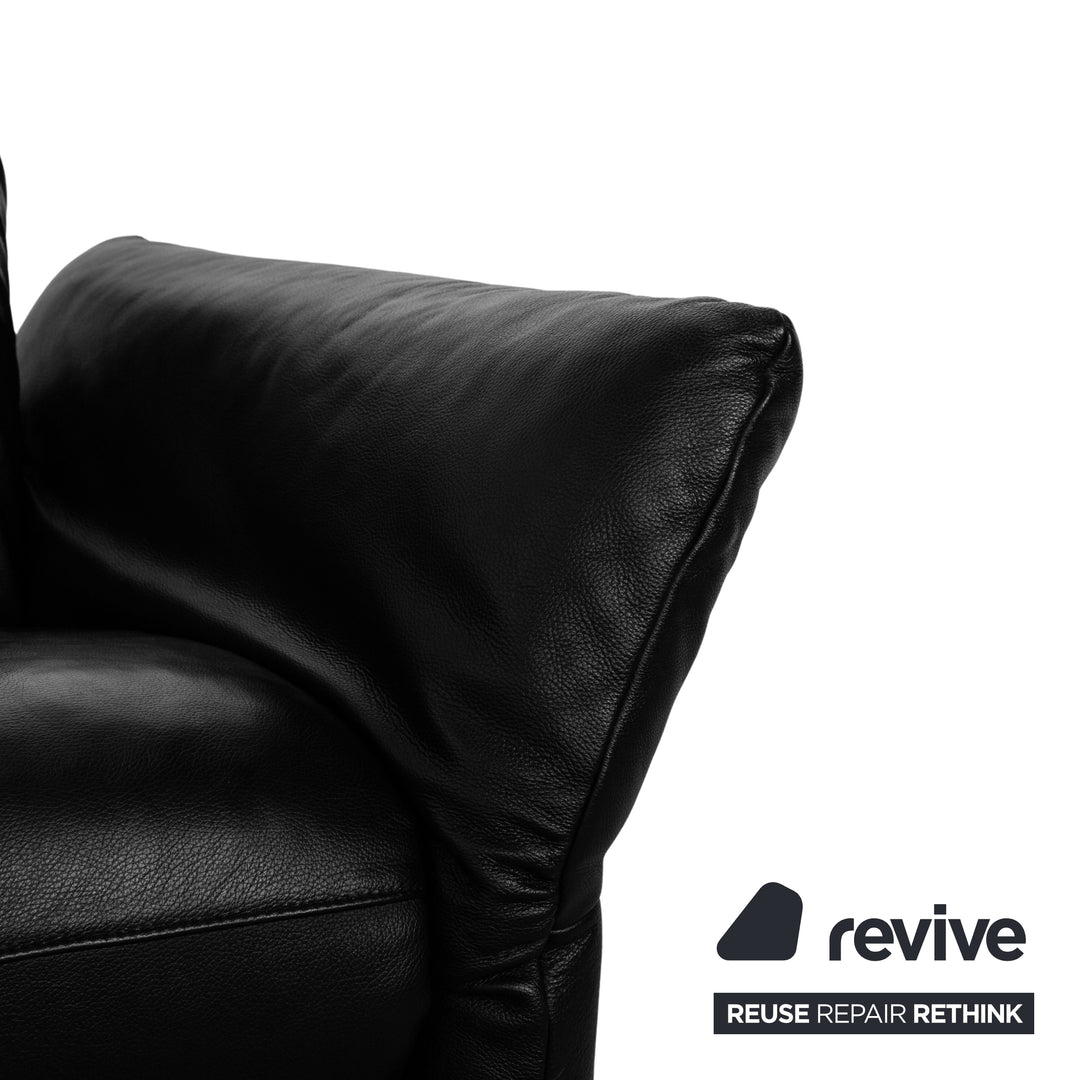 Koinor Elena Leather Two-Seater Sofa Couch Black electric function