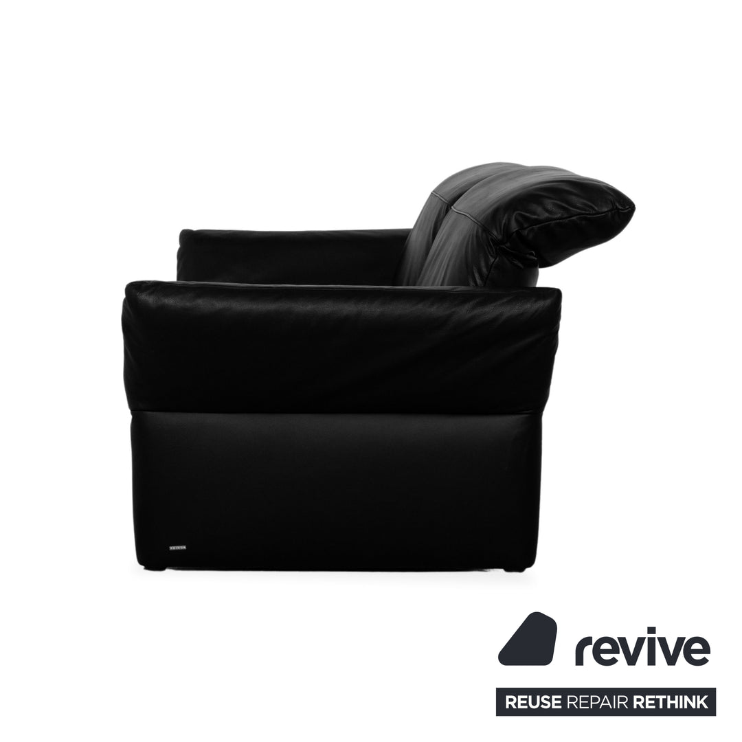 Koinor Elena Leather Two-Seater Sofa Couch Black electric function