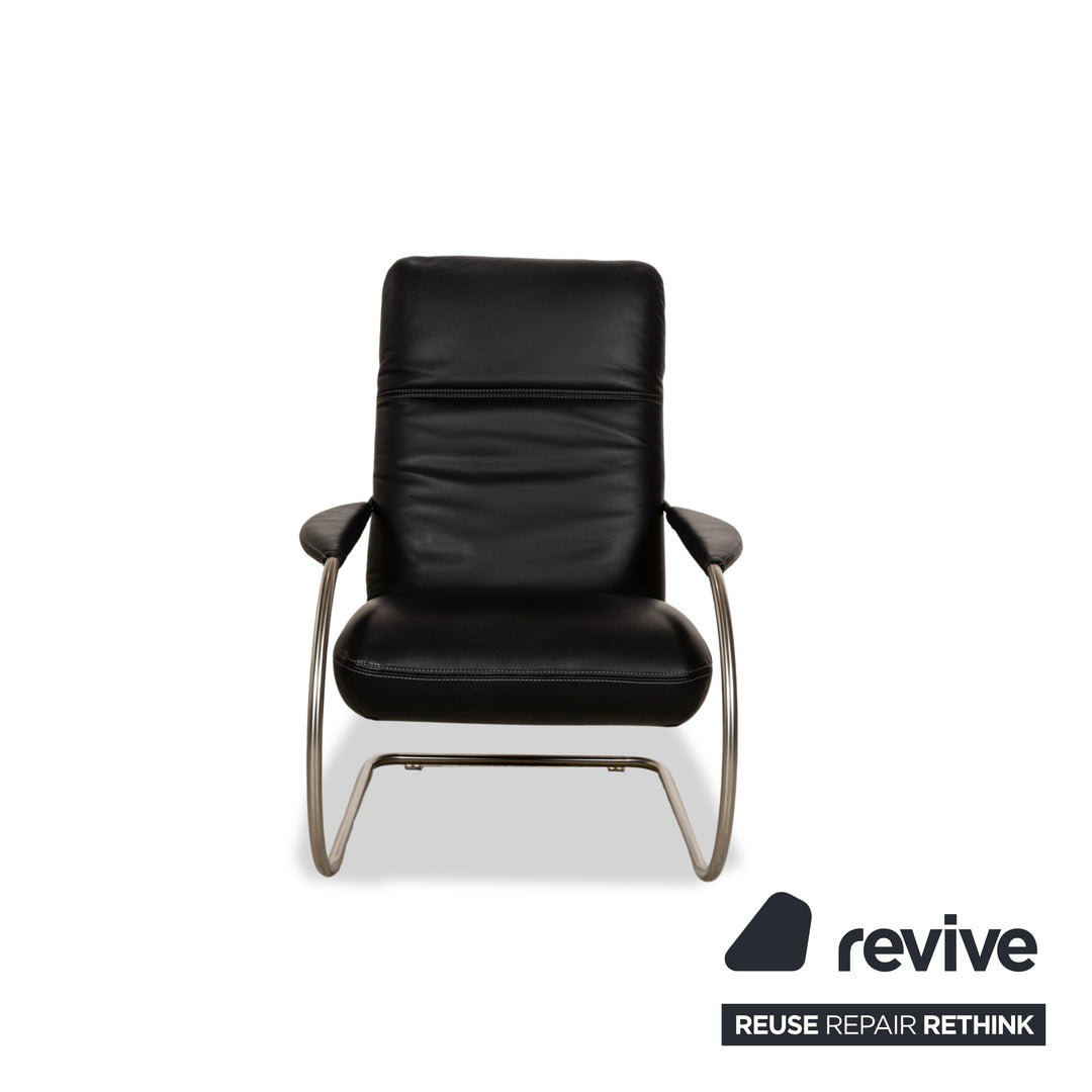 Koinor Jacy Leather Armchair Black incl. Stool Cantilever