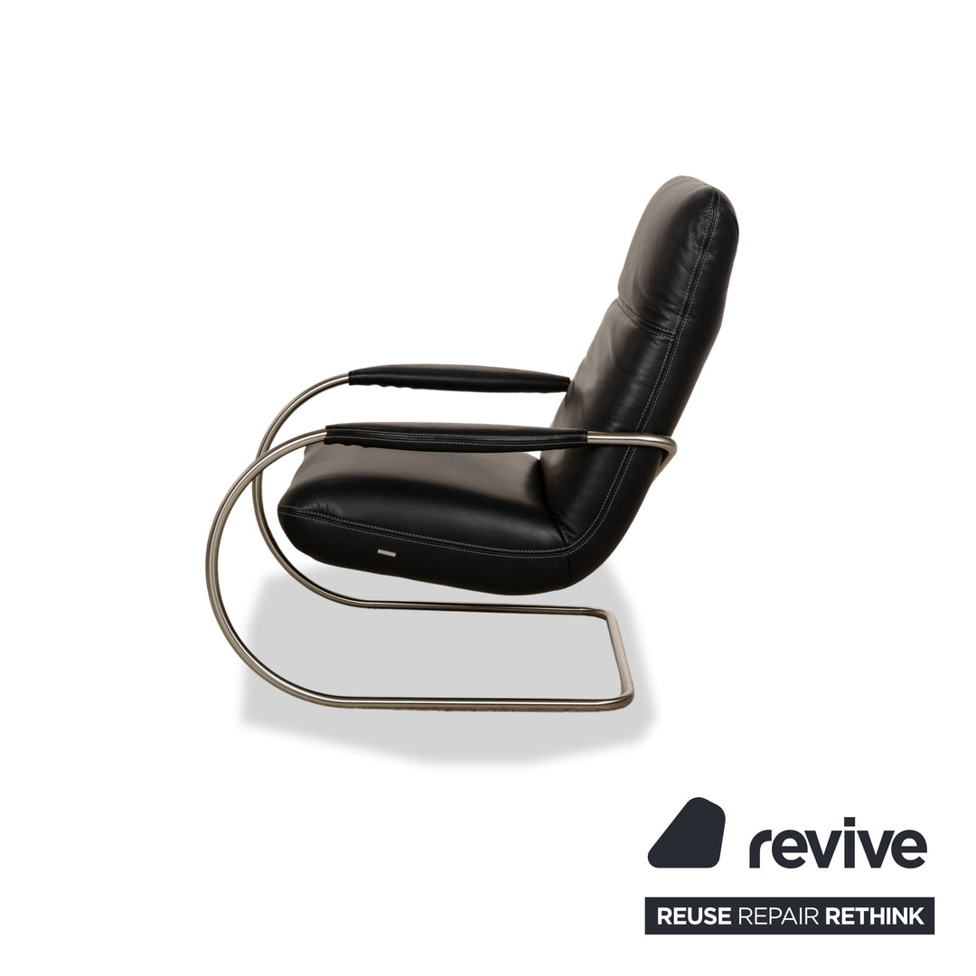 Koinor Jacy Leather Armchair Black incl. Stool Cantilever