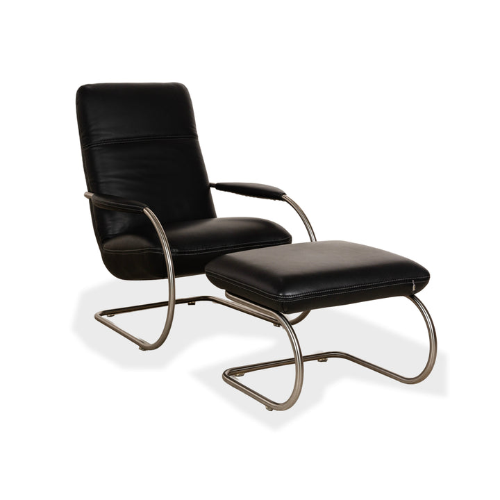 Koinor Jacy Leather Armchair Black incl. Stool Cantilever